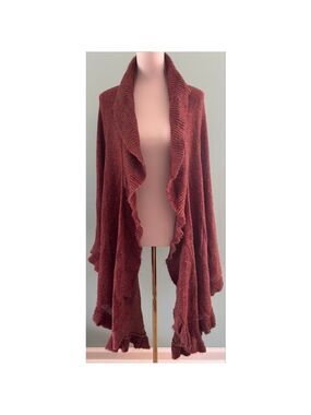 Women's ZAZOU Rust Open Front Ruffle Knit Pashmina